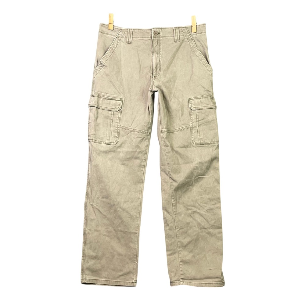 Wrangler Cargo Pants Mens 34x32 Tan Khaki Relaxed Fit Cotton Stretch Workwear